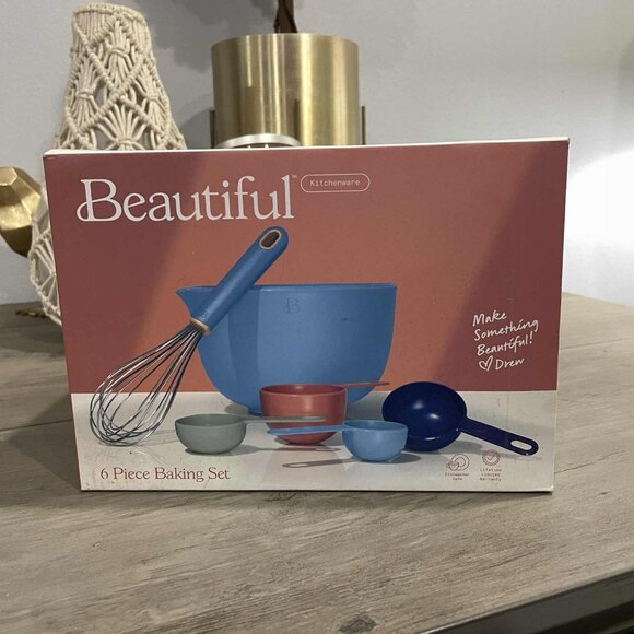 New: 6Pc Beautiful by Drew Kitchen Baking Set-Blue - Picture 2 of 5